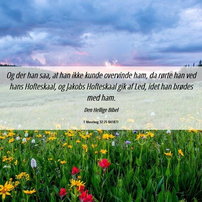 Picture 06 - 1 Mosebog 32:25 DA1871 - Og der han saa, at han ikke kunde overvinde ham, - Bible Verse Picture