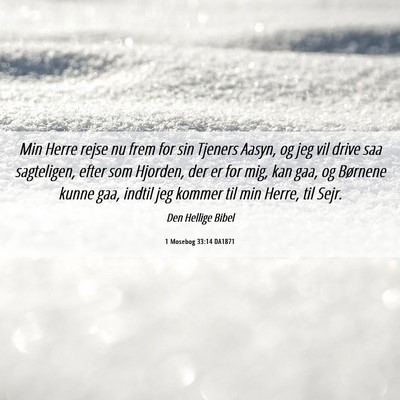 Picture 06 - 1 Mosebog 33:14 DA1871 - Min Herre rejse nu frem for sin Tjeners Aasyn, og - Bible Verse Picture