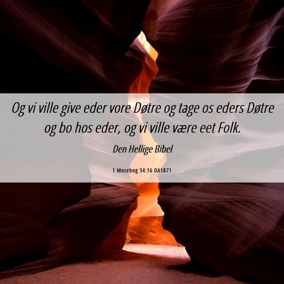 Picture 06 - 1 Mosebog 34:16 DA1871 - Og vi ville give eder vore Døtre og tage os - Bible Verse Picture