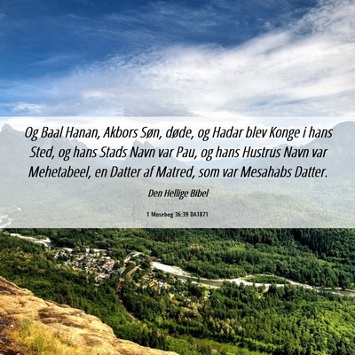 Picture 06 - 1 Mosebog 36:39 DA1871 - Og Baal Hanan, Akbors Søn, døde, og Hadar blev - Bible Verse Picture