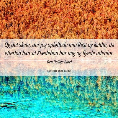Picture 06 - 1 Mosebog 39:18 DA1871 - Og det skete, der jeg opløftede min Røst og - Bible Verse Picture