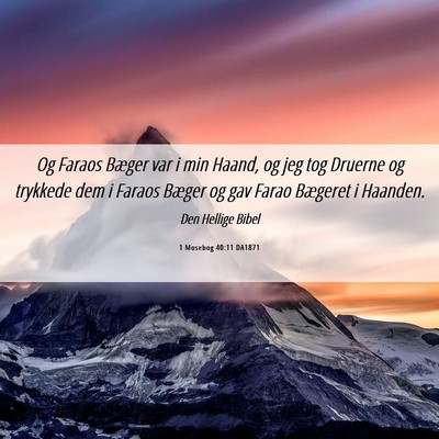 Picture 06 - 1 Mosebog 40:11 DA1871 - Og Faraos Bæger var i min Haand, og jeg tog - Bible Verse Picture