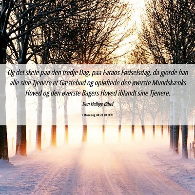 Picture 06 - 1 Mosebog 40:20 DA1871 - Og det skete paa den tredje Dag, paa Faraos - Bible Verse Picture