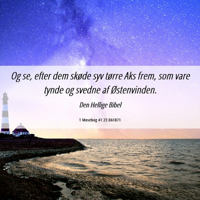 Picture 06 - 1 Mosebog 41:23 DA1871 - Og se, efter dem skøde syv tørre Aks frem, som - Bible Verse Picture