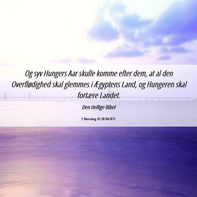 Picture 06 - 1 Mosebog 41:30 DA1871 - Og syv Hungers Aar skulle komme efter dem, at al - Bible Verse Picture