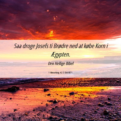 Picture 06 - 1 Mosebog 42:3 DA1871 - Saa droge Josefs ti Brødre ned at købe Korn i - Bible Verse Picture