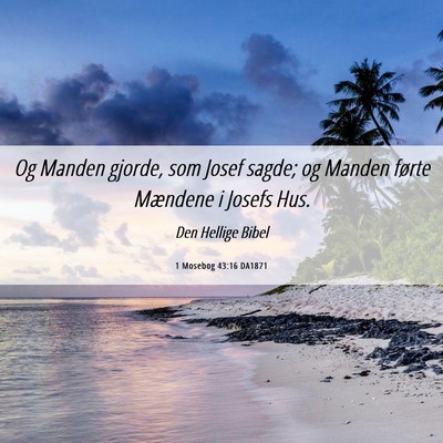 Picture 06 - 1 Mosebog 43:16 DA1871 - Og Manden gjorde, som Josef sagde; og Manden - Bible Verse Picture