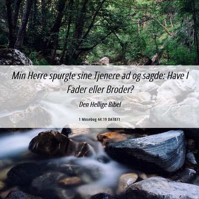 Picture 06 - 1 Mosebog 44:19 DA1871 - Min Herre spurgte sine Tjenere ad og sagde: Have - Bible Verse Picture