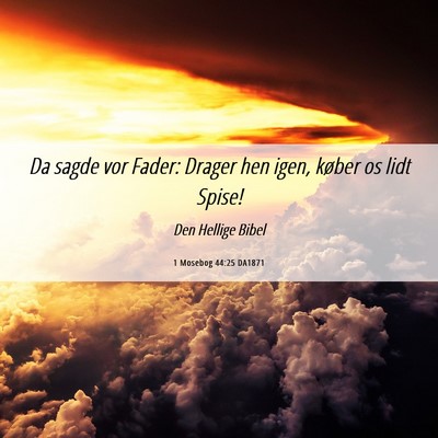 Picture 06 - 1 Mosebog 44:25 DA1871 - Da sagde vor Fader: Drager hen igen, køber os - Bible Verse Picture