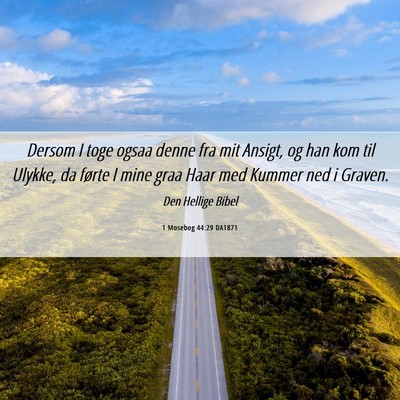 Picture 06 - 1 Mosebog 44:29 DA1871 - Dersom I toge ogsaa denne fra mit Ansigt, og han - Bible Verse Picture