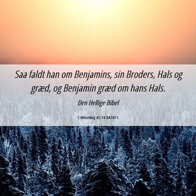 Picture 06 - 1 Mosebog 45:14 DA1871 - Saa faldt han om Benjamins, sin Broders, Hals og - Bible Verse Picture