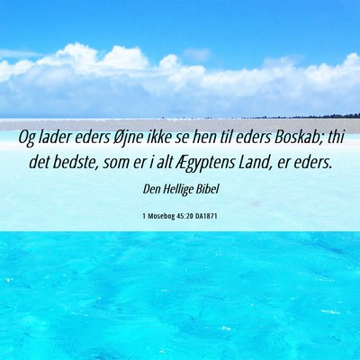 Picture 06 - 1 Mosebog 45:20 DA1871 - Og lader eders Øjne ikke se hen til eders - Bible Verse Picture