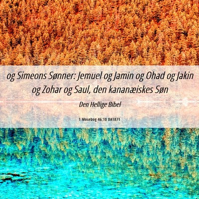 Picture 06 - 1 Mosebog 46:10 DA1871 - og Simeons Sønner: Jemuel og Jamin og Ohad og - Bible Verse Picture
