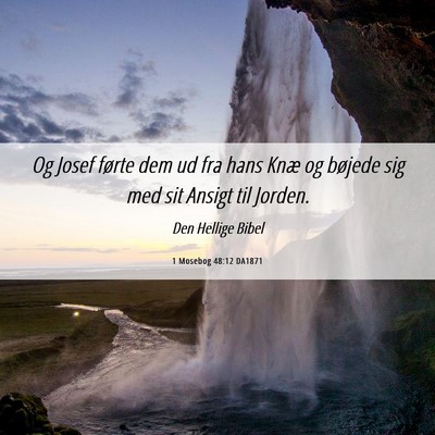 Picture 06 - 1 Mosebog 48:12 DA1871 - Og Josef førte dem ud fra hans Knæ og bøjede - Bible Verse Picture