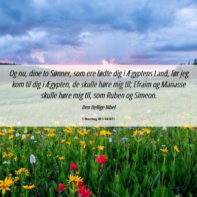 Picture 06 - 1 Mosebog 48:5 DA1871 - Og nu, dine to Sønner, som ere fødte dig i - Bible Verse Picture