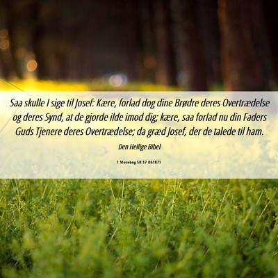 Picture 06 - 1 Mosebog 50:17 DA1871 - Saa skulle I sige til Josef: Kære, forlad dog - Bible Verse Picture