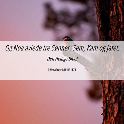 Picture 06 - 1 Mosebog 6:10 DA1871 - Og Noa avlede tre Sønner: Sem, Kam og - Bible Verse Picture