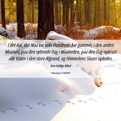 Picture 06 - 1 Mosebog 7:11 DA1871 - I det Aar, der Noa var seks Hundrede Aar gammel, - Bible Verse Picture