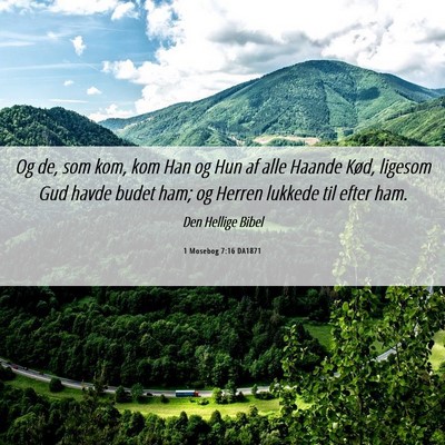 Picture 06 - 1 Mosebog 7:16 DA1871 - Og de, som kom, kom Han og Hun af alle Haande - Bible Verse Picture