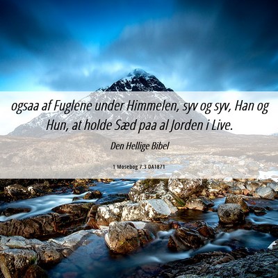 Picture 06 - 1 Mosebog 7:3 DA1871 - ogsaa af Fuglene under Himmelen, syv og syv, Han - Bible Verse Picture