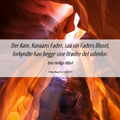 Picture 06 - 1 Mosebog 9:22 DA1871 - Der Kam, Kanaans Fader, saa sin Faders Blusel, - Bible Verse Picture