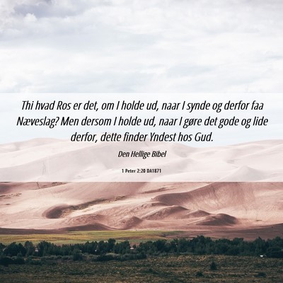 Picture 06 - 1 Peter 2:20 DA1871 - Thi hvad Ros er det, om I holde ud, naar I synde - Bible Verse Picture