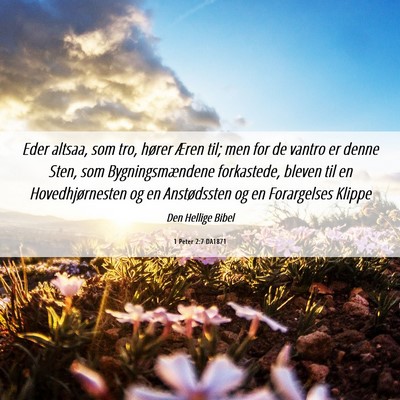 Picture 06 - 1 Peter 2:7 DA1871 - Eder altsaa, som tro, hører Æren til; men for - Bible Verse Picture