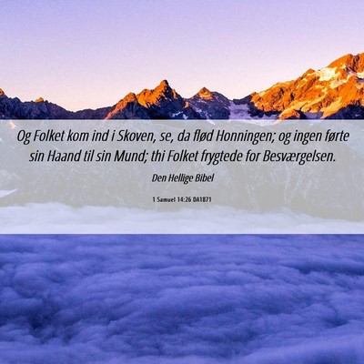 Picture 06 - 1 Samuel 14:26 DA1871 - Og Folket kom ind i Skoven, se, da flød - Bible Verse Picture