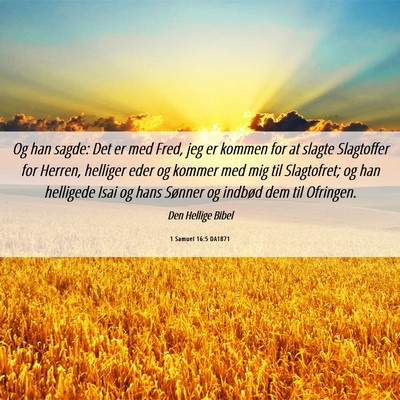 Picture 06 - 1 Samuel 16:5 DA1871 - Og han sagde: Det er med Fred, jeg er kommen for - Bible Verse Picture