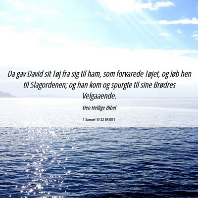 Picture 06 - 1 Samuel 17:22 DA1871 - Da gav David sit Tøj fra sig til ham, som - Bible Verse Picture