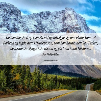 Picture 06 - 1 Samuel 17:40 DA1871 - Og han tog sin Kæp i sin Haand og udvalgte sig - Bible Verse Picture