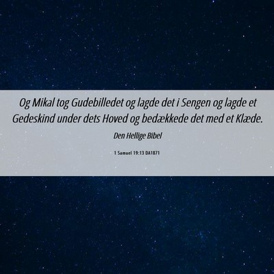 Picture 06 - 1 Samuel 19:13 DA1871 - Og Mikal tog Gudebilledet og lagde det i Sengen - Bible Verse Picture