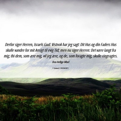 Picture 06 - 1 Samuel 2:30 DA1871 - Derfor siger Herren, Israels Gud: Vistnok har jeg - Bible Verse Picture
