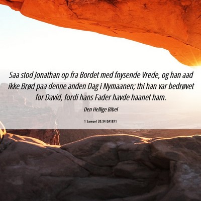 Picture 06 - 1 Samuel 20:34 DA1871 - Saa stod Jonathan op fra Bordet med fnysende - Bible Verse Picture