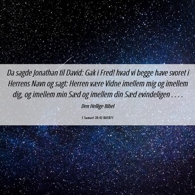 Picture 06 - 1 Samuel 20:42 DA1871 - Da sagde Jonathan til David: Gak i Fred! hvad vi - Bible Verse Picture