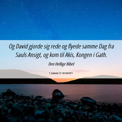 Picture 06 - 1 Samuel 21:10 DA1871 - Og David gjorde sig rede og flyede samme Dag fra - Bible Verse Picture