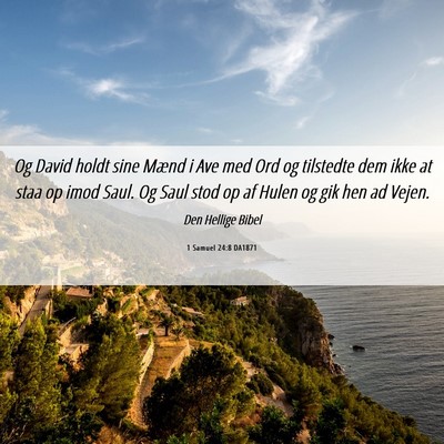 Picture 06 - 1 Samuel 24:8 DA1871 - Og David holdt sine Mænd i Ave med Ord og - Bible Verse Picture