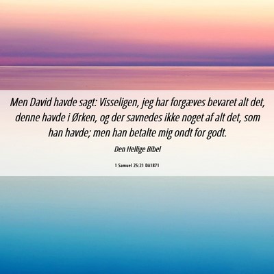 Picture 06 - 1 Samuel 25:21 DA1871 - Men David havde sagt: Visseligen, jeg har - Bible Verse Picture