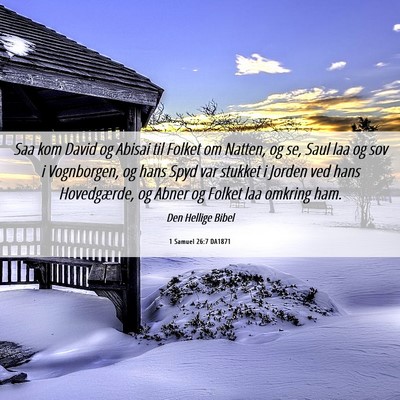 Picture 06 - 1 Samuel 26:7 DA1871 - Saa kom David og Abisai til Folket om Natten, og - Bible Verse Picture