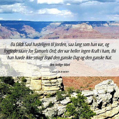 Picture 06 - 1 Samuel 28:20 DA1871 - Da faldt Saul hasteligen til Jorden, saa lang som - Bible Verse Picture