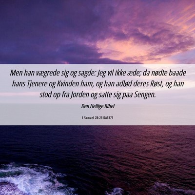 Picture 06 - 1 Samuel 28:23 DA1871 - Men han vægrede sig og sagde: Jeg vil ikke æde; - Bible Verse Picture
