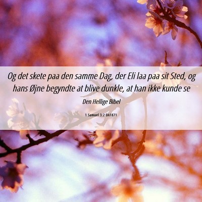 Picture 06 - 1 Samuel 3:2 DA1871 - Og det skete paa den samme Dag, der Eli laa paa - Bible Verse Picture
