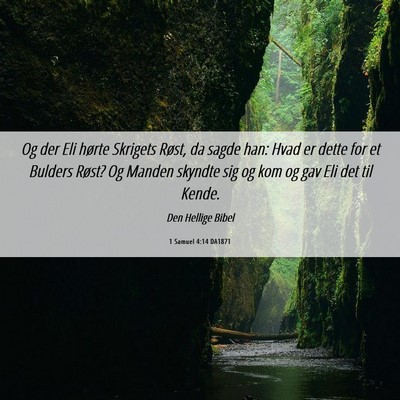 Picture 06 - 1 Samuel 4:14 DA1871 - Og der Eli hørte Skrigets Røst, da sagde han: - Bible Verse Picture