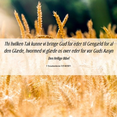 Picture 06 - 1 Tessalonikerne 3:9 DA1871 - Thi hvilken Tak kunne vi bringe Gud for eder til - Bible Verse Picture
