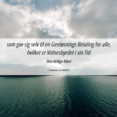 Picture 06 - 1 Timoteus 2:6 DA1871 - som gav sig selv til en Genløsnings Betaling for - Bible Verse Picture