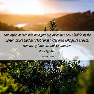Picture 06 - 1 Timoteus 4:3 DA1871 - som byde, at man ikke maa gifte sig, og at man - Bible Verse Picture