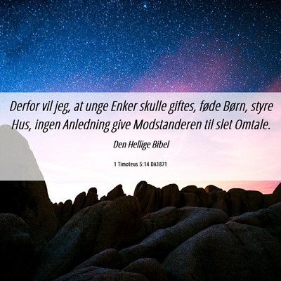 Picture 06 - 1 Timoteus 5:14 DA1871 - Derfor vil jeg, at unge Enker skulle giftes, - Bible Verse Picture