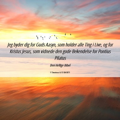 Picture 06 - 1 Timoteus 6:13 DA1871 - Jeg byder dig for Guds Aasyn, som holder alle - Bible Verse Picture