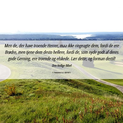 Picture 06 - 1 Timoteus 6:2 DA1871 - Men de, der have troende Herrer, maa ikke - Bible Verse Picture