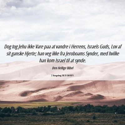 Picture 06 - 2 Kongebog 10:31 DA1871 - Dog tog Jehu ikke Vare paa at vandre i Herrens, - Bible Verse Picture